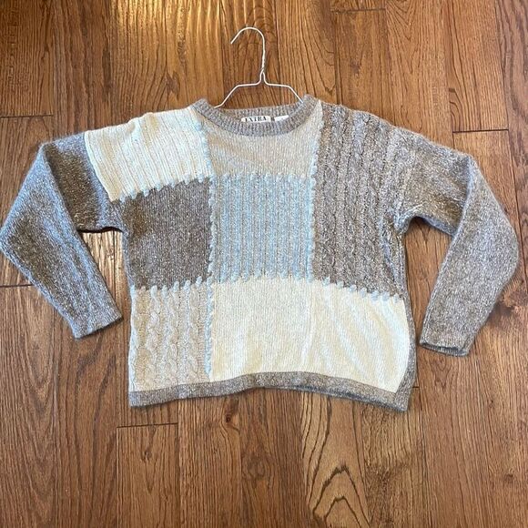 Extra Energy Vintage By De Rotchild Silk Angora block square print sweater M - Picture 6 of 9